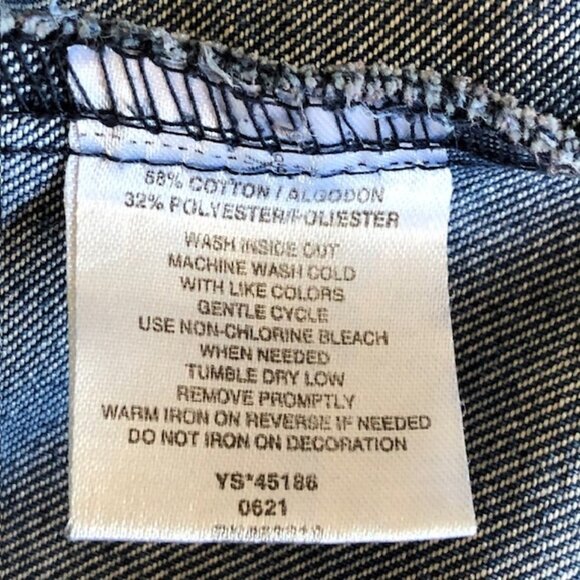 ONE STEP UP Crystal Gold Button Denim Jean Jacket Size 7/8 - Picture 9 of 15